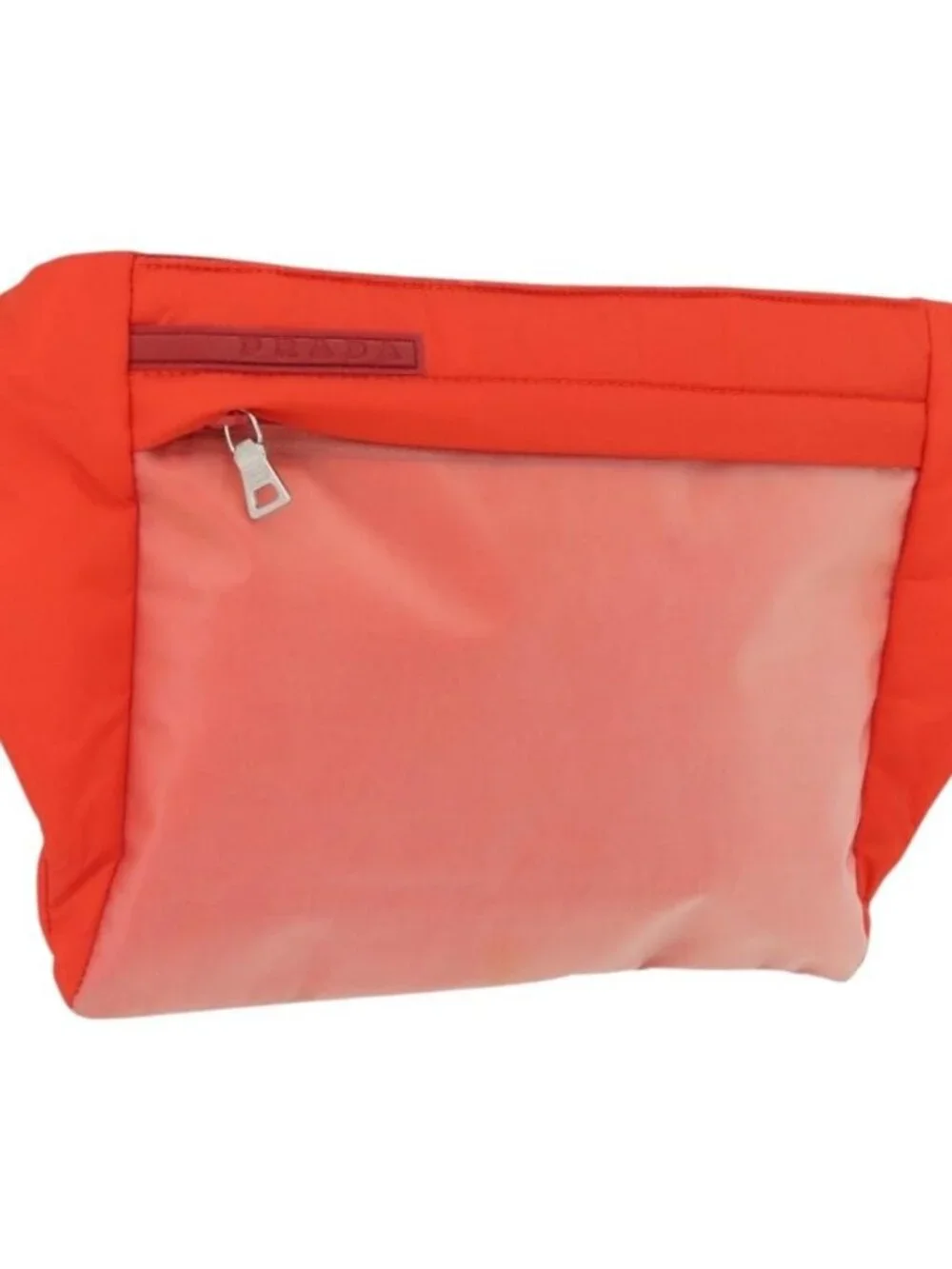 PRADA Sports Body Bag Nylon Orange Silver Auth 172265